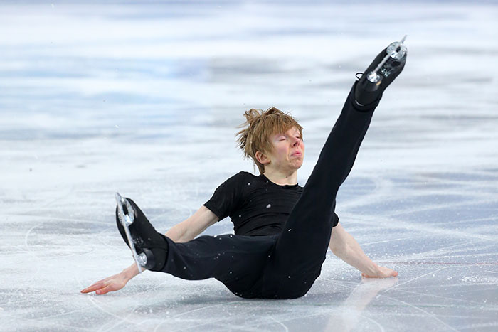 Foto kocak para ice skater. 