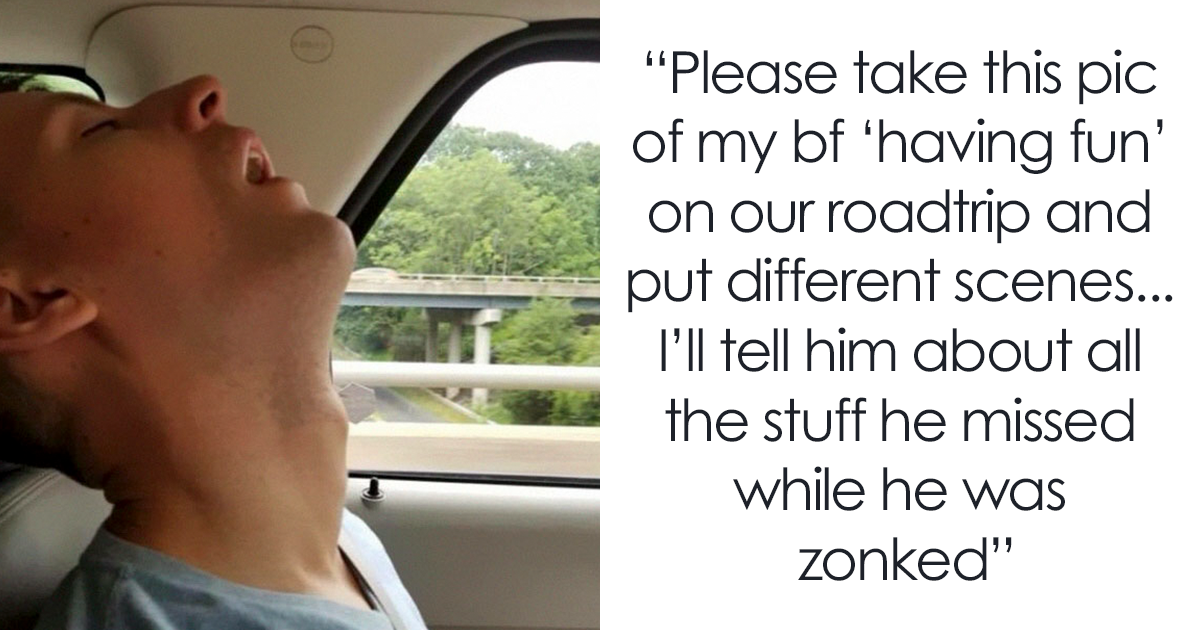 Guy Falls Asleep On Roadtrip, Girlfriend Asks Internet To Photoshop In What...