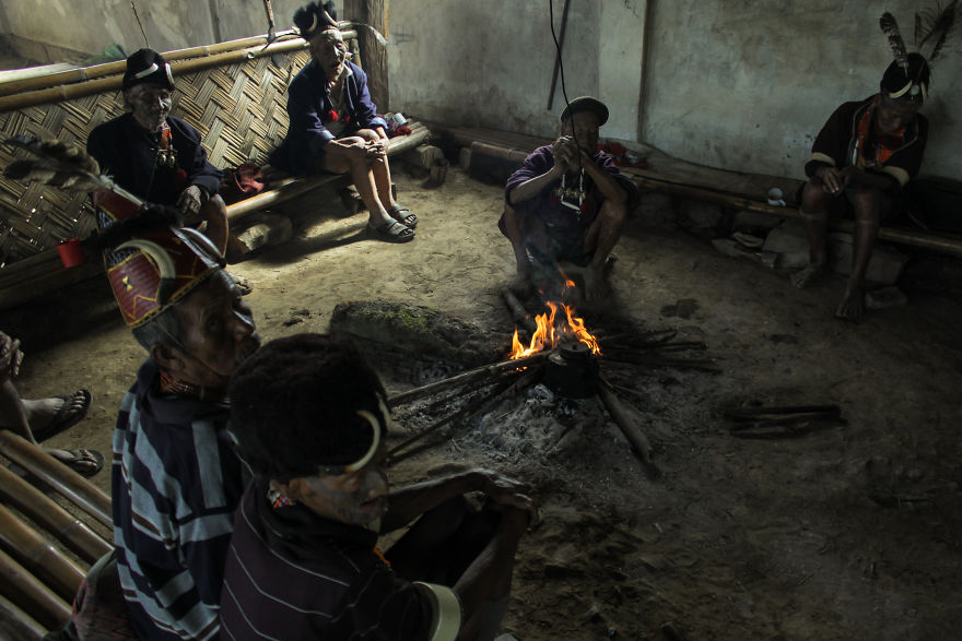 Indians sitting around Fire