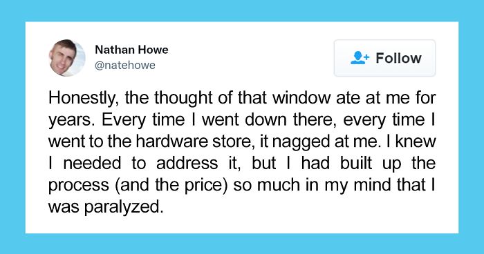 Guy Tweets Life Lesson Based On Intriguing Broken Window Analogy About Procrastination