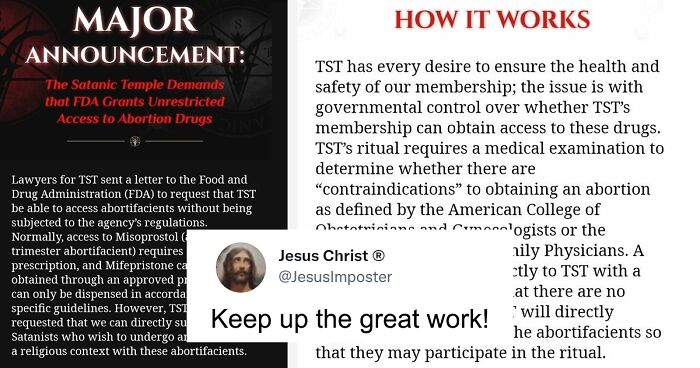 People Are Applauding The Satanic Temple For Their Efforts In Fighting For Abortion Rights And Sending A Letter To The FDA