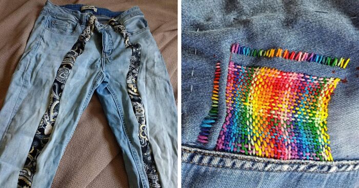 People In This Online Group Share 55 Photos Of Them Cleverly Repairing Their Clothes And Making Them Even Better