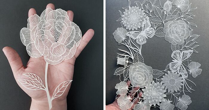 I Use Paper To Create This Detailed Flower Art (27 Pics)