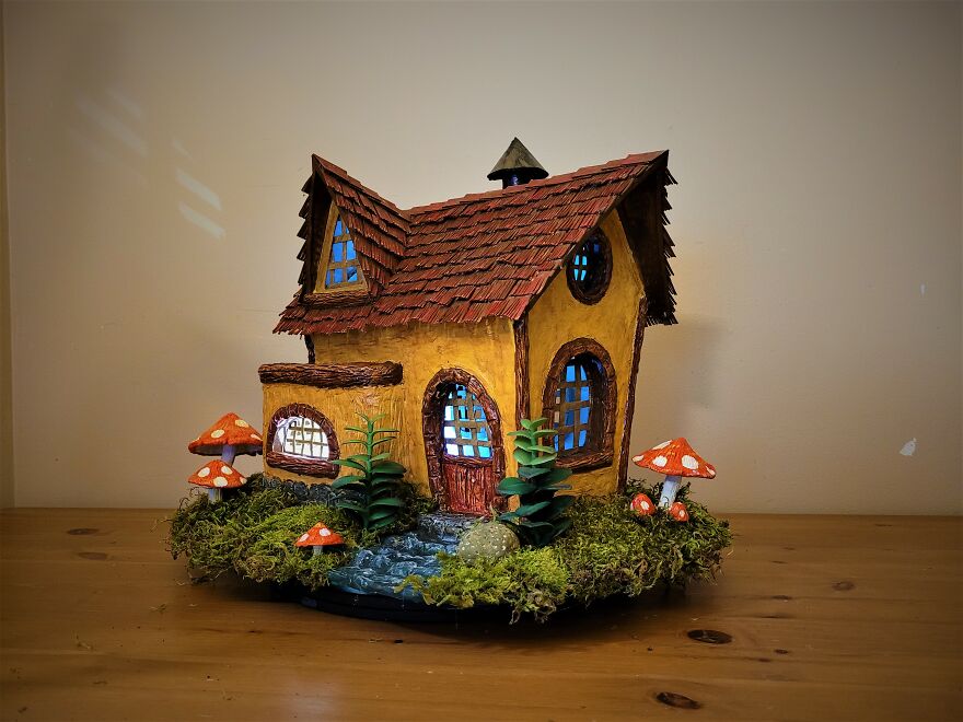 Fairy House Made Using Ice Cream Container