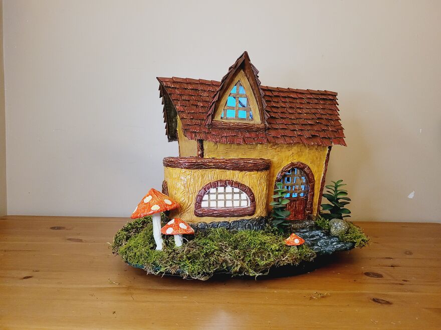 Fairy House Made Using Ice Cream Container