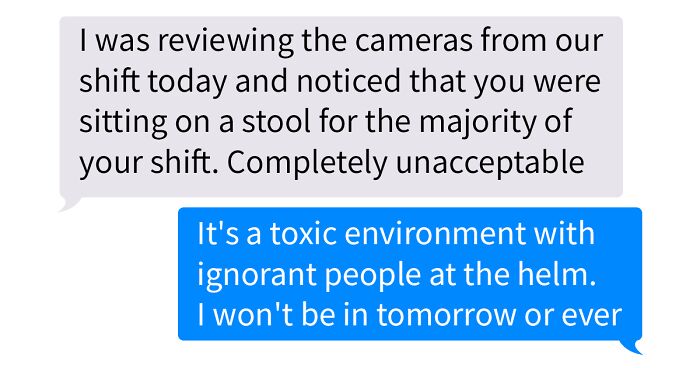 Boss Confronts Top-Performing Employee For Sitting On A Stool During Their Shift And The Conversation Goes Viral