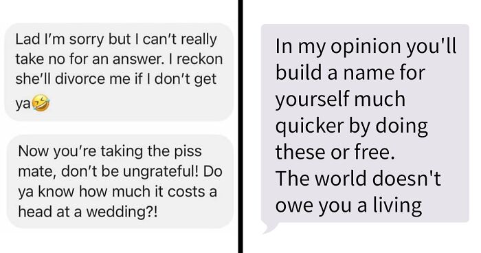 Artist Shares What Kind Of Choosing Beggars He Encounters By Posting These 11 Screenshotted Conversations