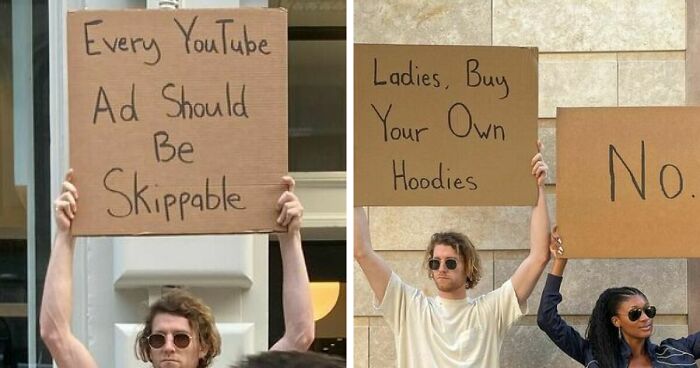 Dude Keeps Protesting Annoying Everyday Things With Funny Signs (30 New Pics)