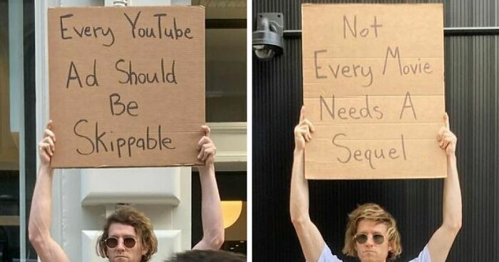 Dude Keeps Protesting Annoying Everyday Things With Funny Signs (30 New Pics)