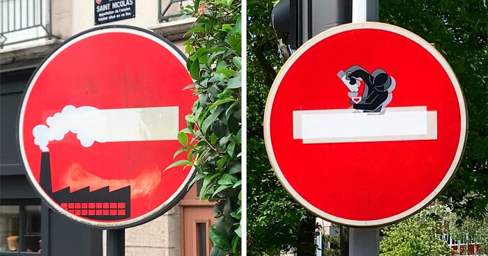 54 Photos Of Street Artist Clet Abraham Making Street Signs Funny