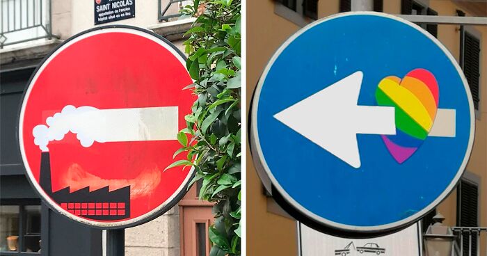 To Express His Protest Against Unjust Rules, This Artist Humorously Hijacks Road Signs And These Are 30 Of The Most Creative Ones