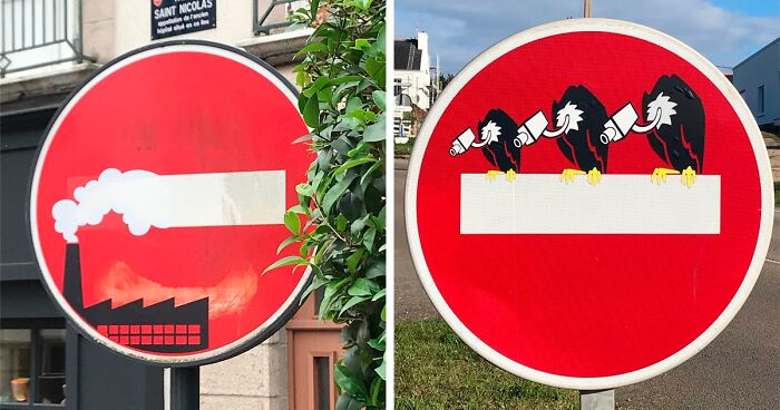 To Express His Protest Against Unjust Rules, This Artist Humorously Hijacks Road Signs And These Are 30 Of The Most Creative Ones