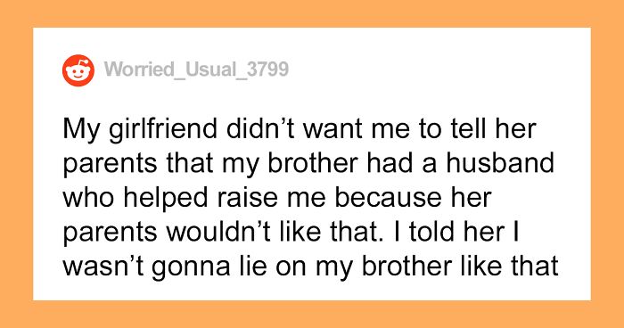 Guy Wonders If He Did The Right Thing After Walking Out Of Dinner With Girlfriend's Homophobic Parents Who Said His Brother Is 