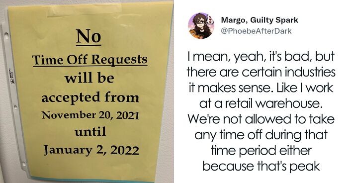 People Are Sharing Their Opinions On Companies Forbidding Taking Time Off During Holidays After A Tweet About It Went Viral