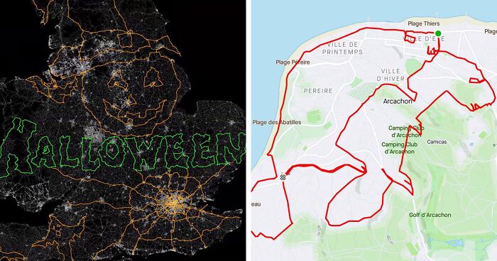 Cyclist And Graphic Designer Archives People's Drawings Made On A Map With A GPS (94 Pics)