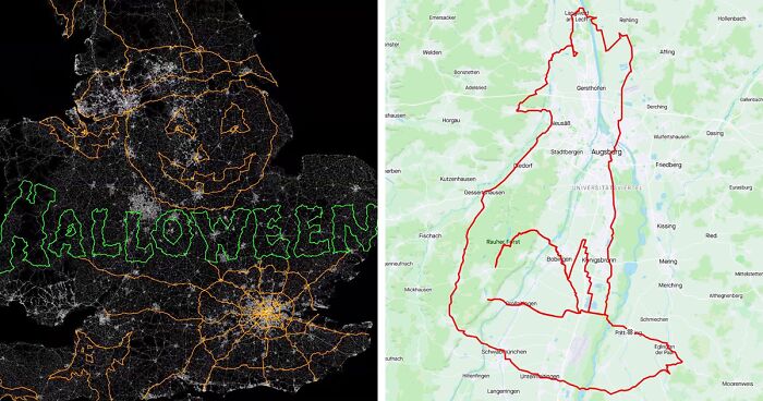 Gary Cordery Collects People's Drawings Made On A Map By Walking, Running, Cycling, Or Driving (94 Pics)