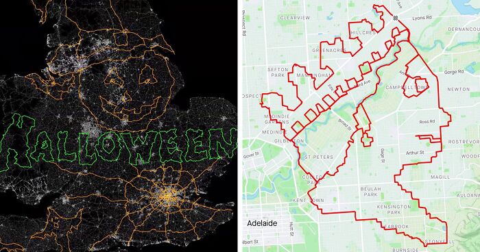 Gary Cordery Has A Vast Archive Of Strava Art, Map Drawings Made With GPS And Various Means Of Transportation (94 Pics)