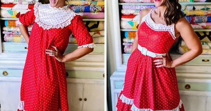 Woman Transforms Old Thrift Store Clothes Into New And Stunning Outfits (25 New Pics)