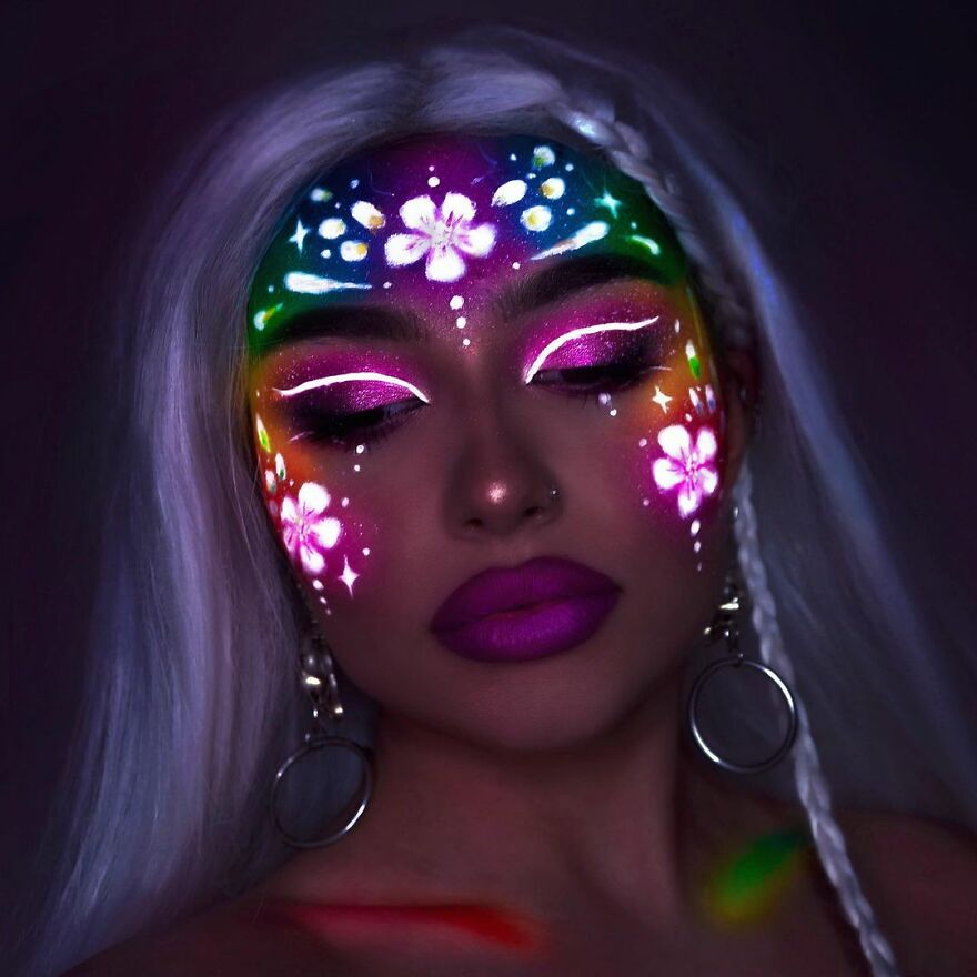 I Use Makeup, UV Paint And Light To Create Glow-In-The-Dark Looks (26 Pics)