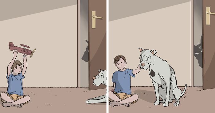 37 Sweet Comics That My Brother Drew About Neighborhood Pets To Help Me Promote My Book