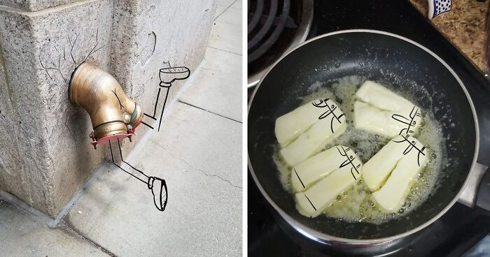 39 Creative Drawings On Pictures Of Everyday Objects Created By This Artist