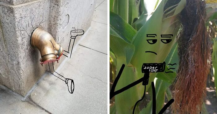 39 Creative Drawings On Pictures Of Everyday Objects Created By This Artist