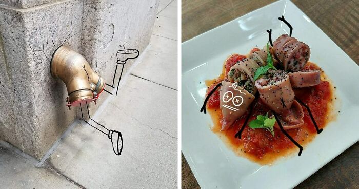 39 Creative Drawings On Pictures Of Everyday Objects Created By This Artist