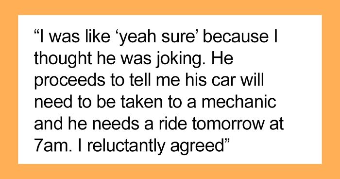 26 Y.O. Guy Gives Boss Ride Home, Ends Up Their Personal Driver Against His Will