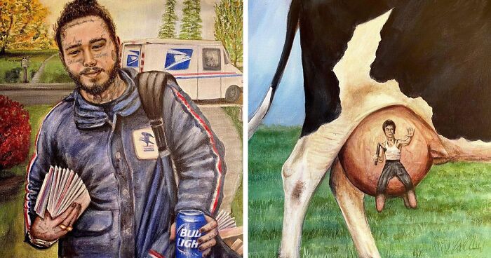 Artist Uses Pop Culture Milestones To Create Funny Paintings (59 Pics)