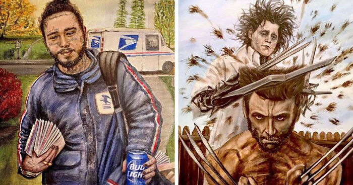 Artist Gives A Comically Exaggerated Representation Of Popular Characters And Phenomena In His Paintings, And Here Are The Best 59 Pics 