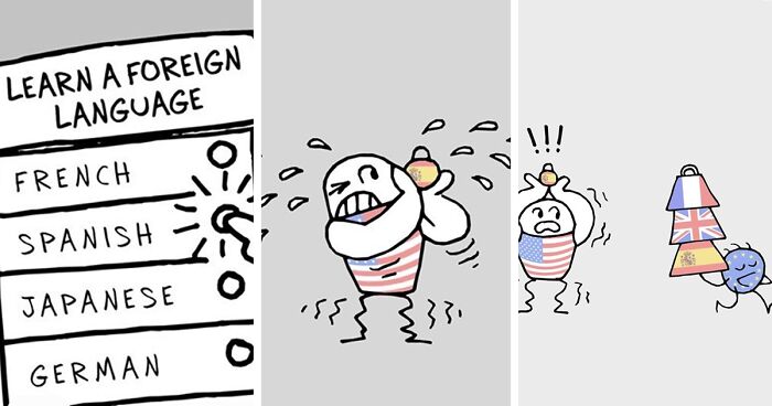 Artist Hilariously Illustrates The Differences Between Different Countries And Languages In 62 Comics (New Pics)