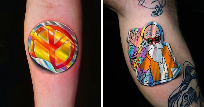 Brazilian Artist Creates Sticker-Looking Tattoos (15 Pics)