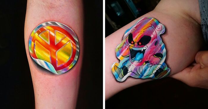 Brazilian Artist Creates Tattoos That Look Like Holographic Stickers, And Here Are His 15 Best Works