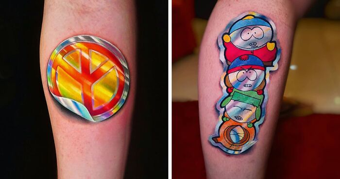 This Brazilian Artist Created 15 Tattoos That Look Like Holographic Stickers