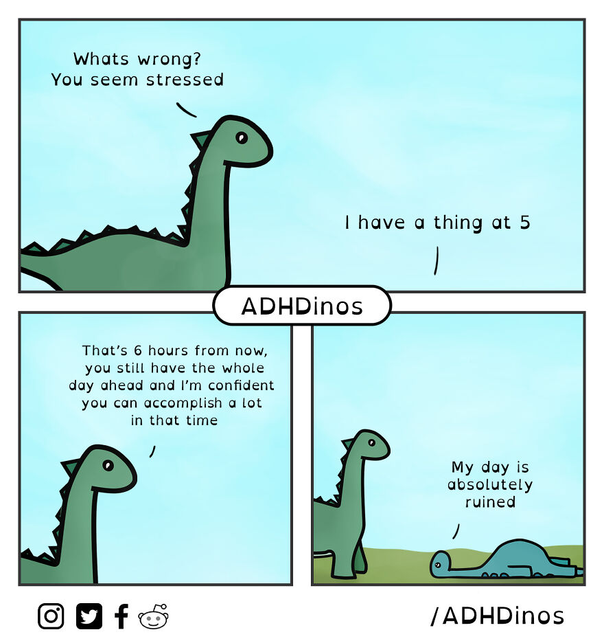 I Created A Cute Dinosaur Character To Illustrate Life With ADHD In ...