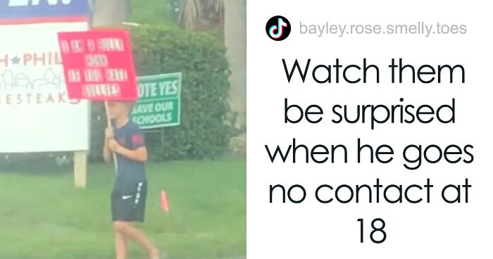 Parents’ Decision To Teach Their Son A Lesson About Bullying By Making Him Stand On The Road With “I Am A Bully Sign” Divides Opinions On The Internet