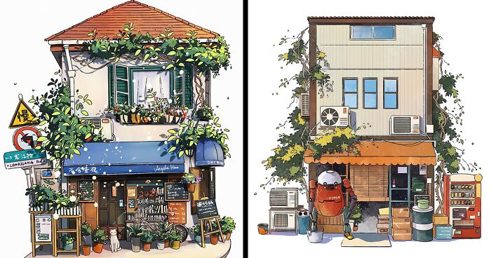 Google Street Views Of Japanese Houses Inspired This Artist To Illustrate Them (78 Pics)