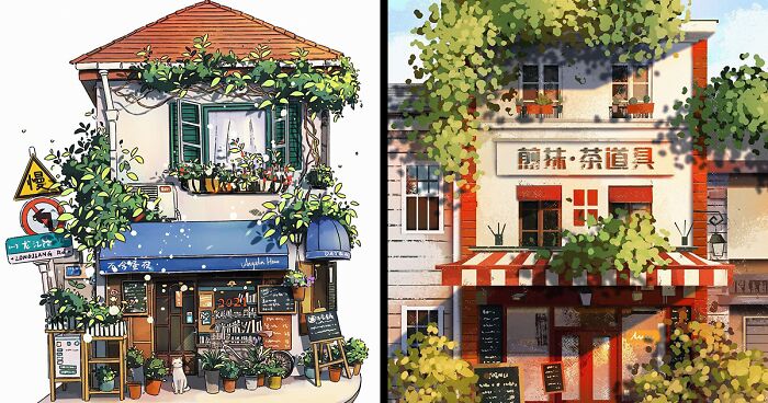 These Cute House Illustrations By Angela Hao Might Make You Want To Have A Stroll Around Japanese Neighborhoods (78 Pics)