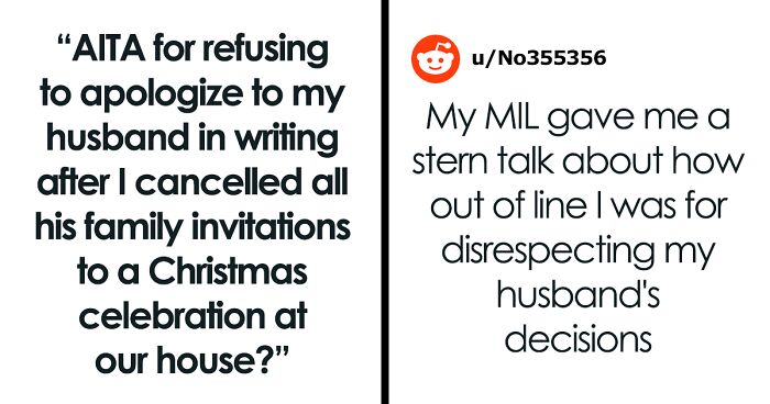 Wife Asks If She's Wrong To Refuse To Apologize To Her Husband In Writing After She Cancelled Family Christmas At Their House