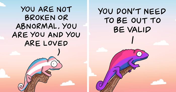 This Artist Turns Chameleons Into Queer Characters That Talk About Their Sexualities And Identities (26 Comics)