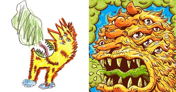 I Invite Artists To Create Monster Drawings Inspired By Kids' Designs (62 New Pics)