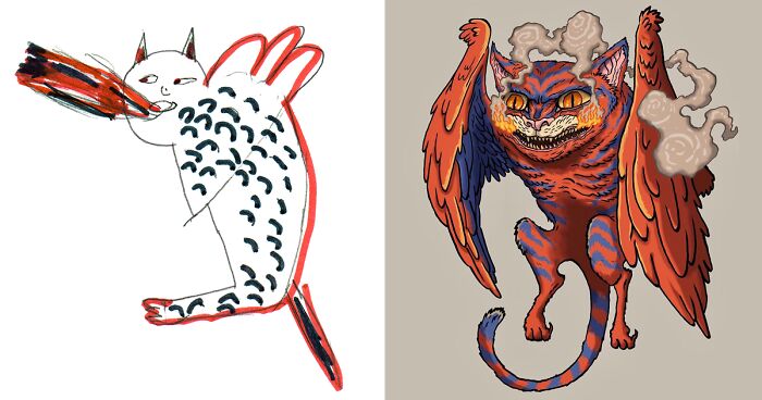 I Invited Artists From All Around The World To Draw Monsters Based on My Kids' Drawings (62 New Pics)