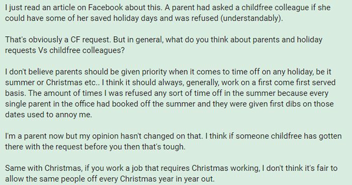 This Person Says Parents Shouldn't Get Special Treatment When It Comes To Time Off Work, Others Chime In