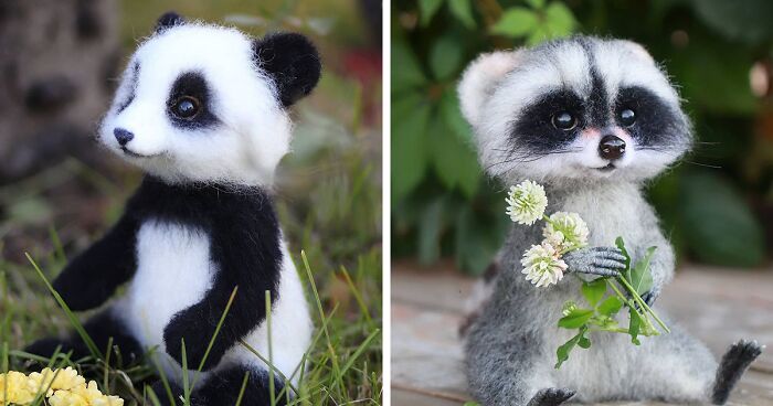 Russian Artist Made These 70 Adorable Felted Wool Animals Using Needle Felting (New Pics)