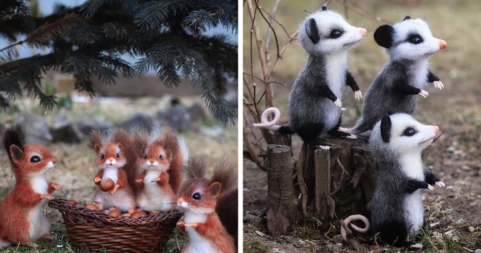 Artist Makes Adorable Felted Wood Critters Using Needle Felting, And Here Are Her 70 Best Works (New Pics)