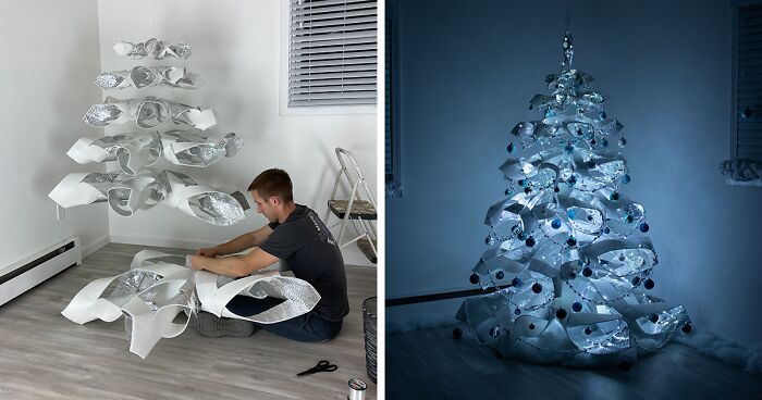 For This Christmas We've Made A Floating Christmas Tree From Reflective Foam Insulation