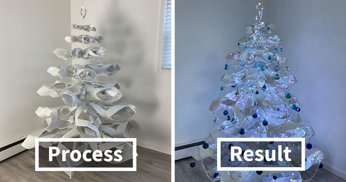 We Made A Floating Christmas Tree From Reflective Foam Insulation, And Here's The Result