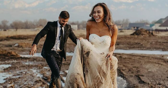 This Couple Accidentally Fell Into Mud During Their Wedding Photoshoot, And Here Are The Results