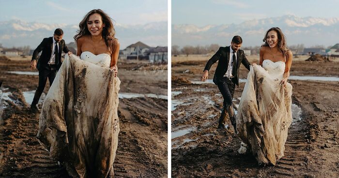 This Couple Accidentally Fell Into Mud During Their Wedding Photoshoot, And Here Are The Results