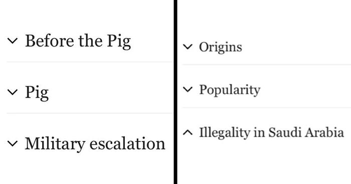 Twitter Can’t Stop Chuckling At These 15 Screencaps Of Out Of Context Wikipedia Tables Of Contents